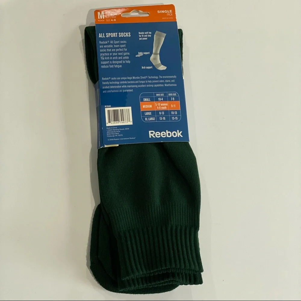 NEW Reebok All Sport Aegis Protected Socks Green Unisex Med Women 5-10 Kid 4-8